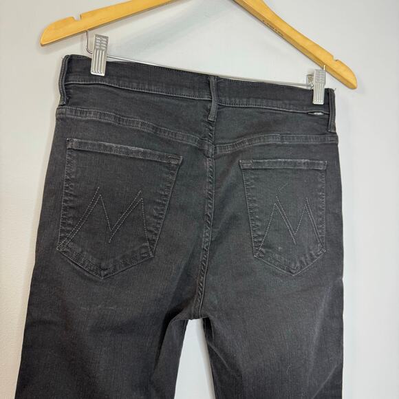 MOTHER Denim Insider Crop Step Fray Black Guilty Racer Jeans High Rise Sz 32 - Picture 8 of 16